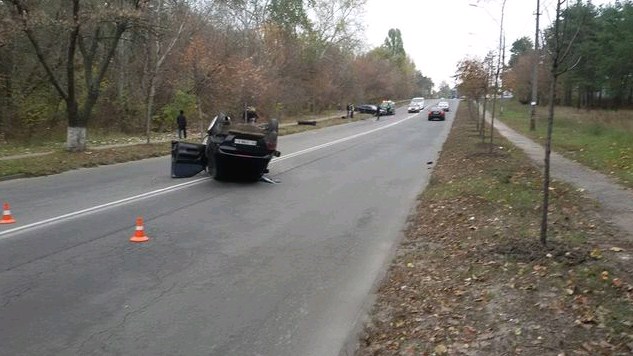 В Киеве юркая белка устроила ДТП и перевернула автомобиль