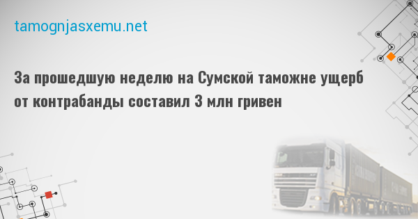 За прошедшую неделю на Сумской таможне ущерб от контрабанды составил 3 млн гривен
