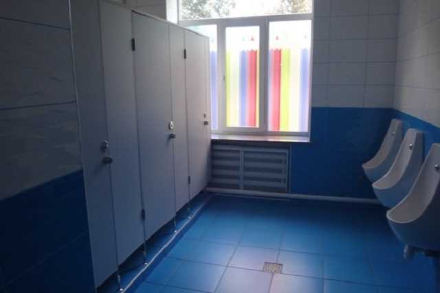 В сельской школе на Черкащине построили туалет с гранитными столешницами и модными писсуарами