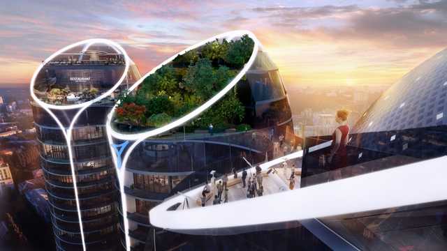 В Киеве строят высотку со стеклянными мостами и прозрачным полом