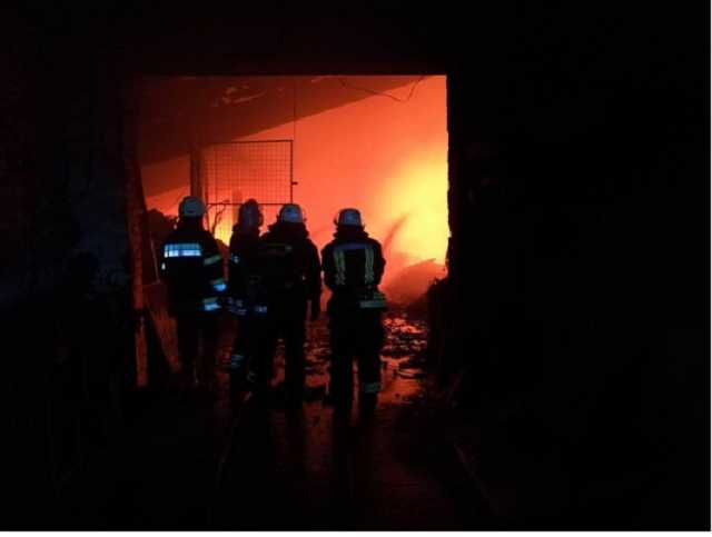 На Киевщине ночью масштабно горел цех по производству пеллет