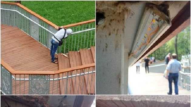 На "Золотой лестнице" идут масштабные ремонтные работы при помощи герметика