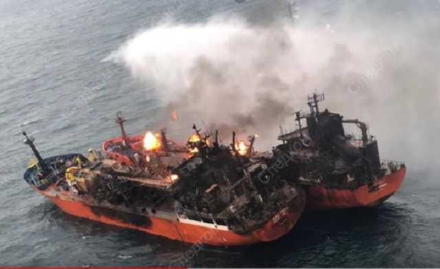 Опубликовано новое видео горящих у Керченского пролива танкеров