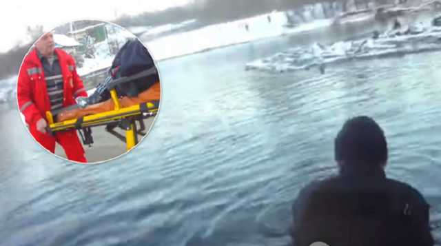 Прыгнула в ледяную воду на глазах любимого: патрульные Луганщины показали видео удивительного спасения
