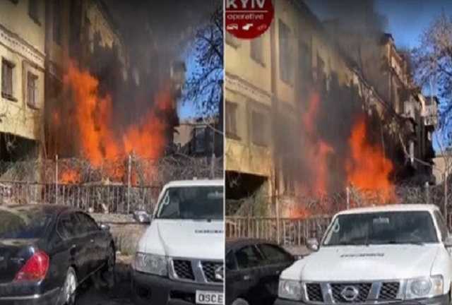 В центре Киева вспыхнул масштабный пожар