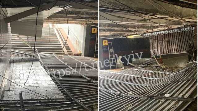 В подземном переходе на Майдане Независимости обрушился потолок