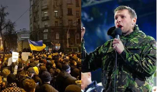 На митинге под ОП Парасюк отобрал шлем у силовика