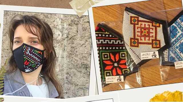 Украинка в Риме шьет маски с национальным орнаментом