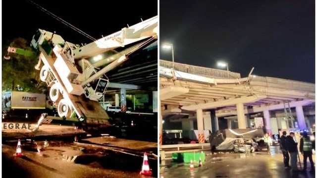 В Киеве во время съёмок фильма с моста упал кран