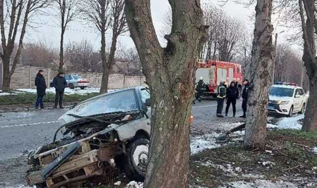 Под Днепром ВАЗ влетел в дерево: пострадали двое детей