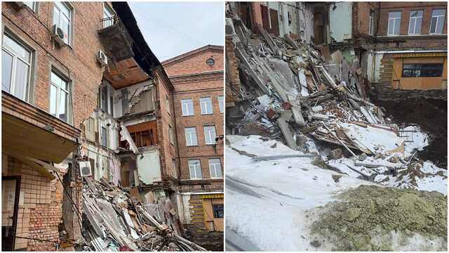 Обвал, взрывы и много пыли: появилось видео момента падения дома в Харькове