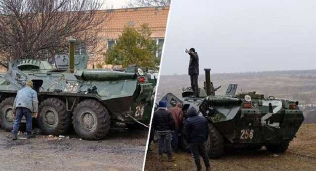 Под Николаевом местные жители захватили вражеский БТР и укатили его на тракторе