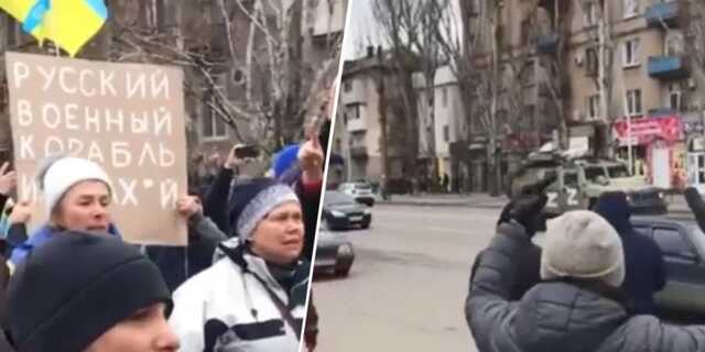 В Мелитополе проходит масштабный митинг против оккупантов