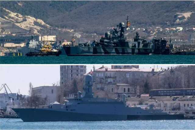 Оккупанты зарисовывают бортовые номера и названия на своих кораблях