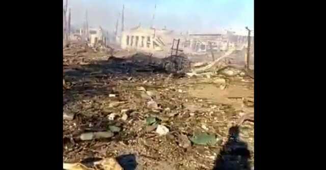 Последствия взрыва арсенала артбригады ВС РФ в оккупированном Хрустальном после удара Точки-В ВСУ