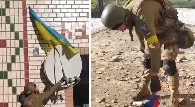 ВСУ подняли украинский флаг в освобожденной Новопетровке Херсонской области, триколор сожгли