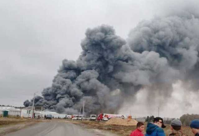 Россия снова в огне: горит птицефабрика в Брянской области