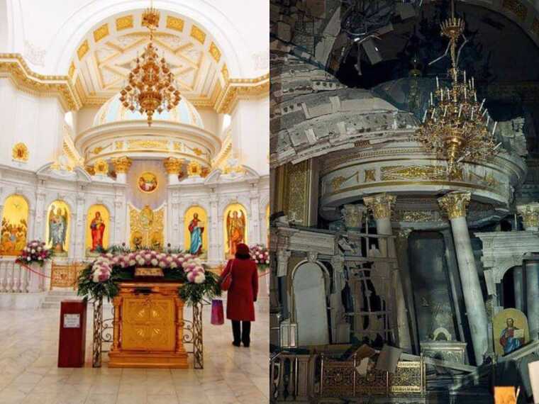 Спасо-Преображенський кафедральний собор в Одесі до та після атаки російських терористів