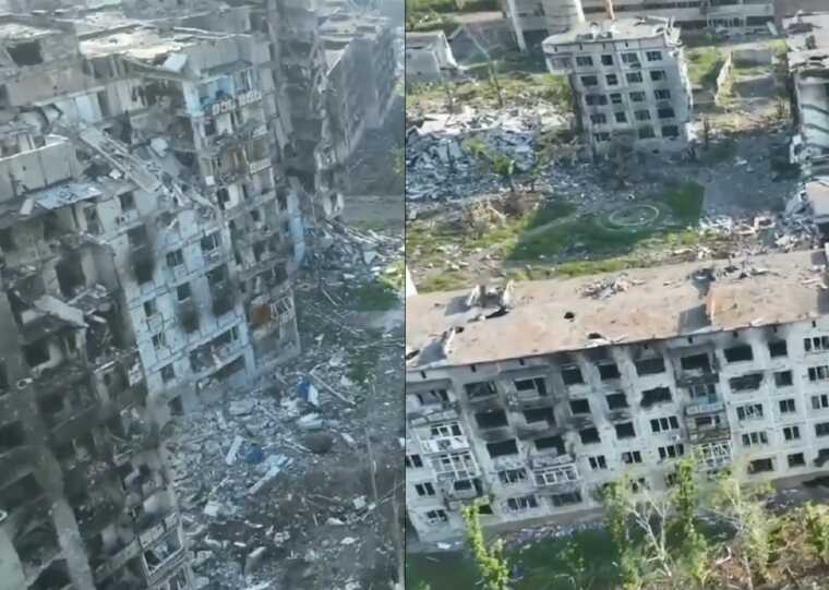 Український військовий показав нове відео зруйнованого окупантами Бахмута