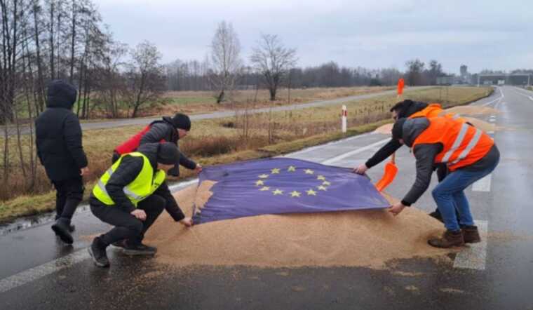 Поліція Польщі веде розслідування щодо розсипання на кордоні українського зерна польськими фермерами