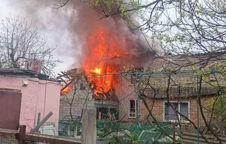 A private house caught fire in the Kharkiv region after an air bomb hit