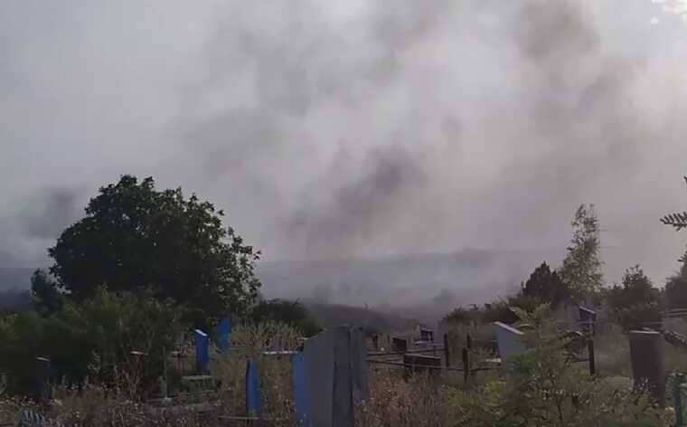 В сети публикуют видео пожара на кладбище в Краматорске Донецкой области