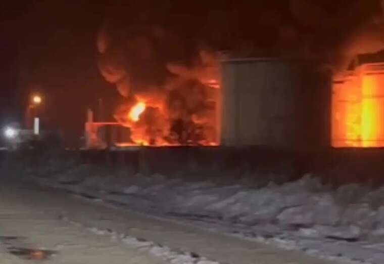 In the Krasnodar region of the Russian Federation, a fire broke out at an oil depot after a drone attack