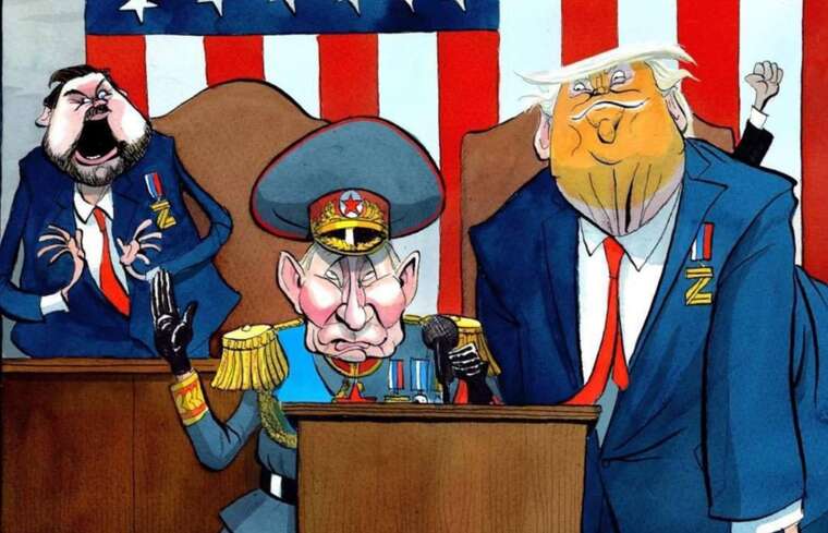 The Times після виступу Трампа опублікувало карикатуру під назвою "Загальне звернення до Конгресу"