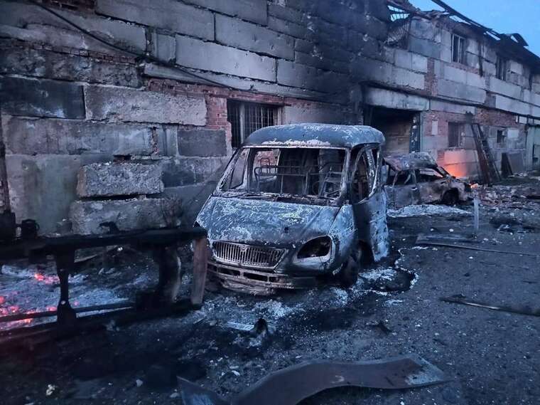 In Slovyansk, six drones attacked a construction base: equipment and premises were damaged