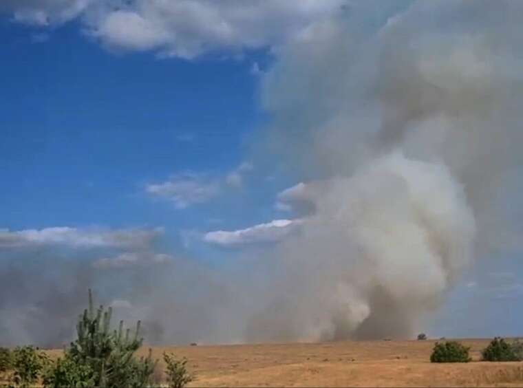 У районі Зеленівки на Херсонщині спалахнула масштабна пожежа