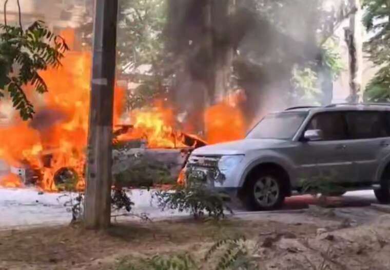 As a result of a drone attack in the center of Kherson, a man was injured and a car was destroyed