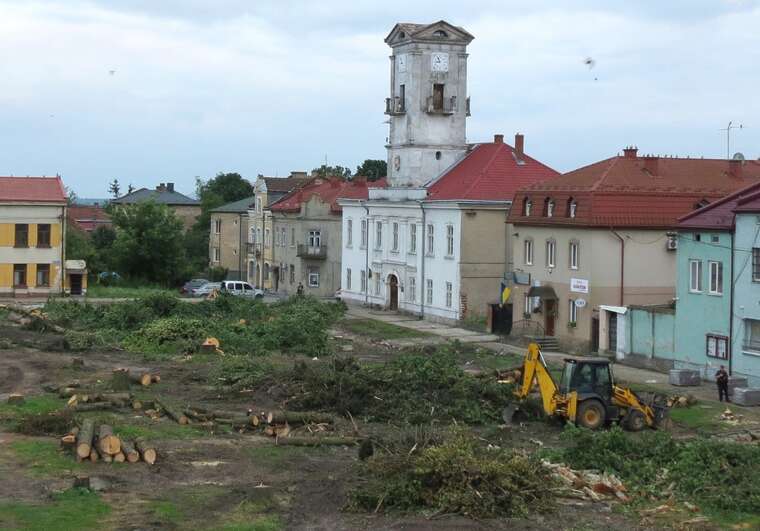 У передмісті Львова вирізали центральний сквер: дерева мали радянське походження