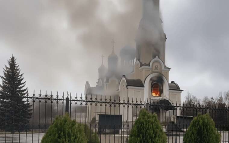 У Костянтинівці після обстрілу згорів Свято-Успенський храм УПЦ МП