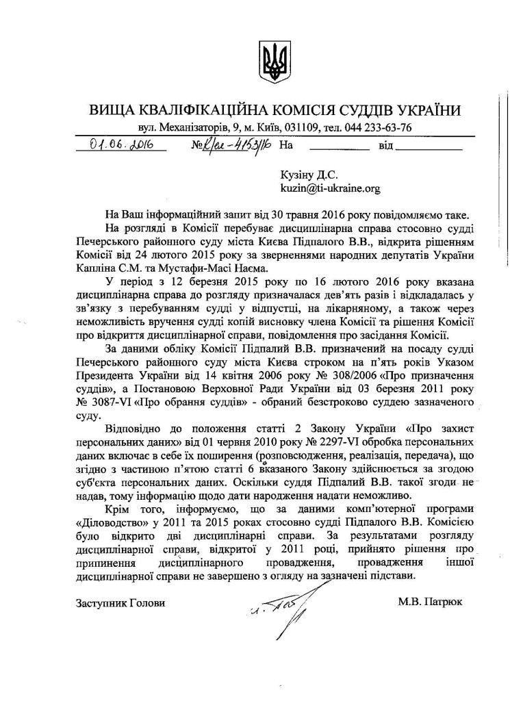 ВККС щодо судді Підпалого dqxikeidqxidqrant