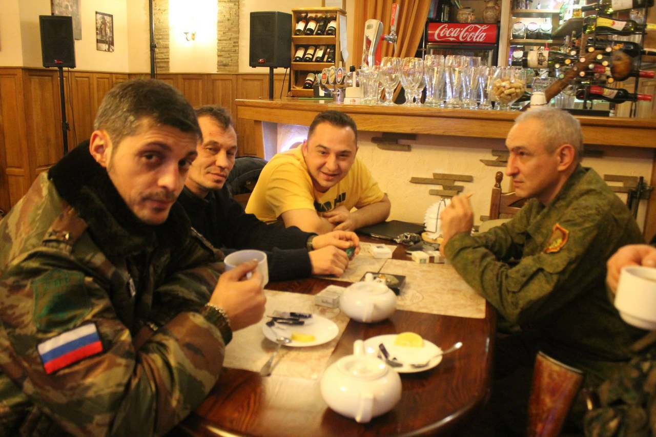 Гиви (слева), Семчук и Мальцев в Донецке. Опубликовано 15 декабря 2014г.