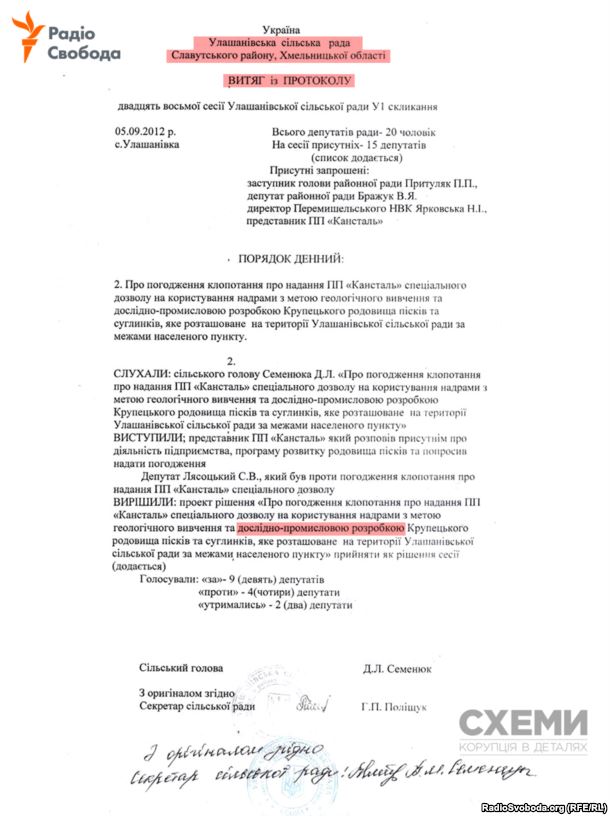 Рішення сільради. Придивившись, можна помітити, що слова стоять у неправильних відмінках
