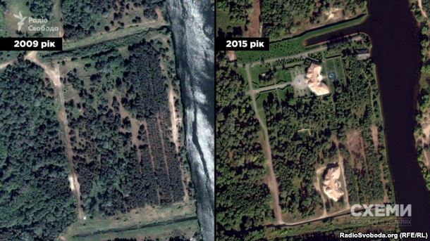 Маєток, який на той час міністр екології уряду Микола Злочевський звів на дамбі Київського водосховища на місці вирубаного лісу dqxikeidqxidqeant