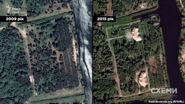 Маєток, який на той час міністр екології уряду Микола Злочевський звів на дамбі Київського водосховища на місці вирубаного лісу dqxikeidqxidqeant