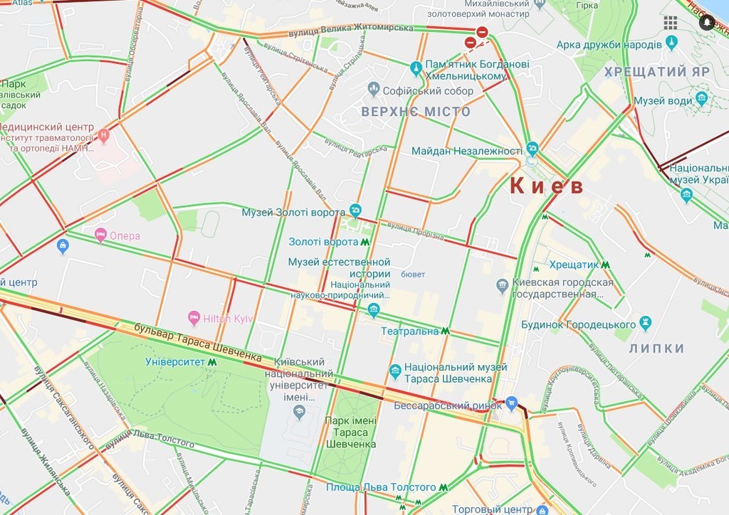 Киев парализовали пробки и многочисленные ДТП: карта "красных" улиц и аварий