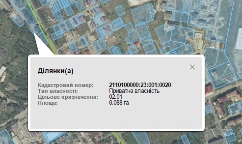Інформація про ділянку з Публічної кадастрової карти України