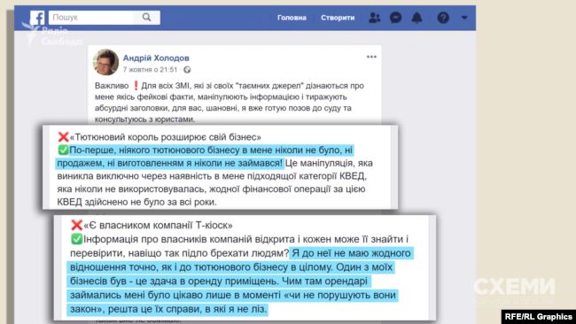 Холодов після ухвалення правки «роздрібного лобі» публічно заявив, що тютюнового бізнесу в нього ніколи не було