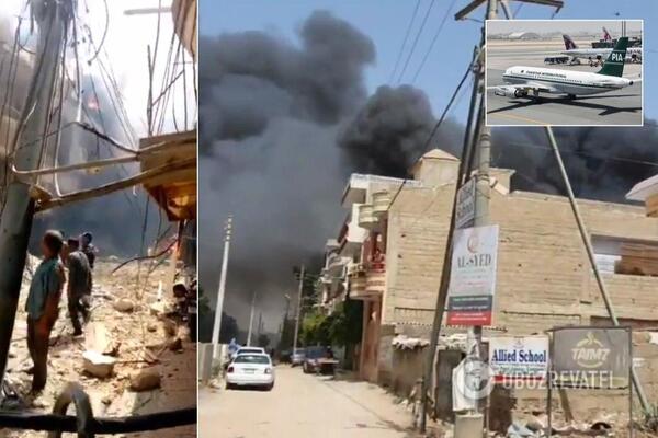 Пассажирский самолет разбился в жилом квартале Пакистана dqxikeidqxiuuant