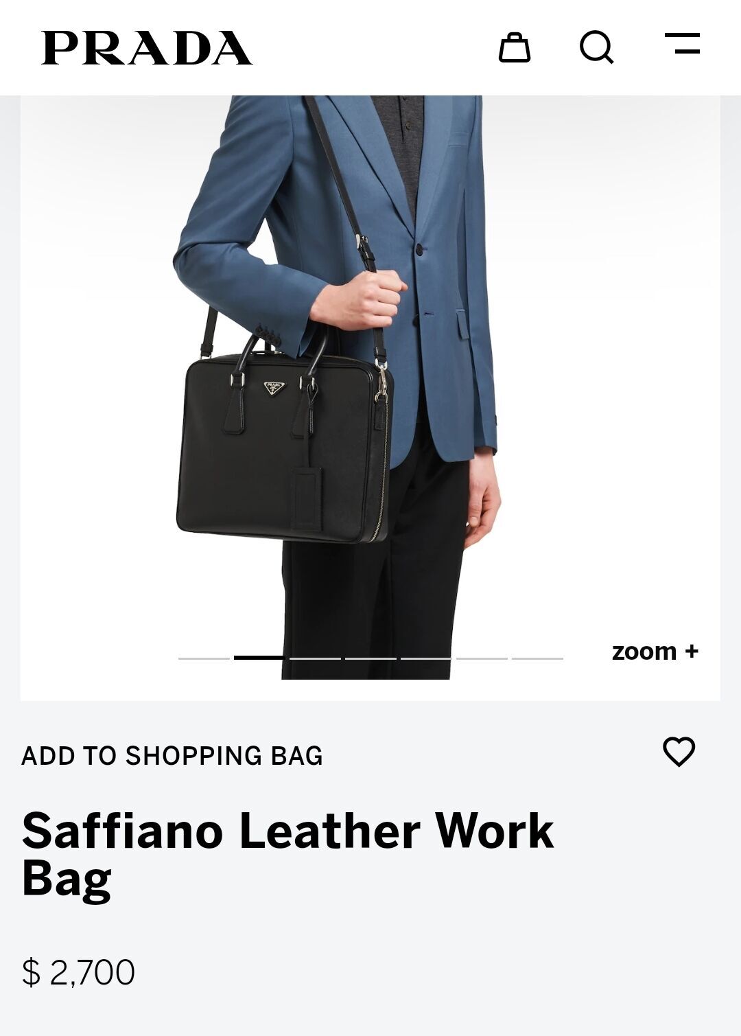 Скрин сайта Prada