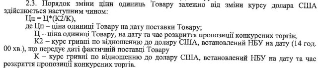 ціна формула зміни