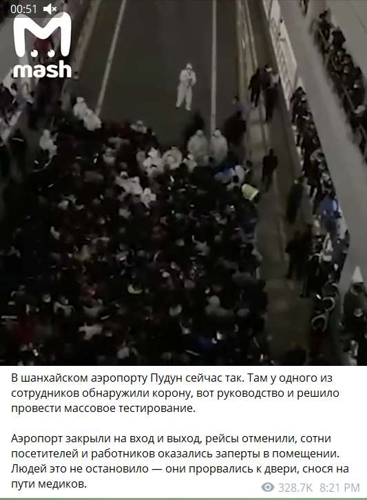 Пассажиры устроили давку в аэропорту Пудун