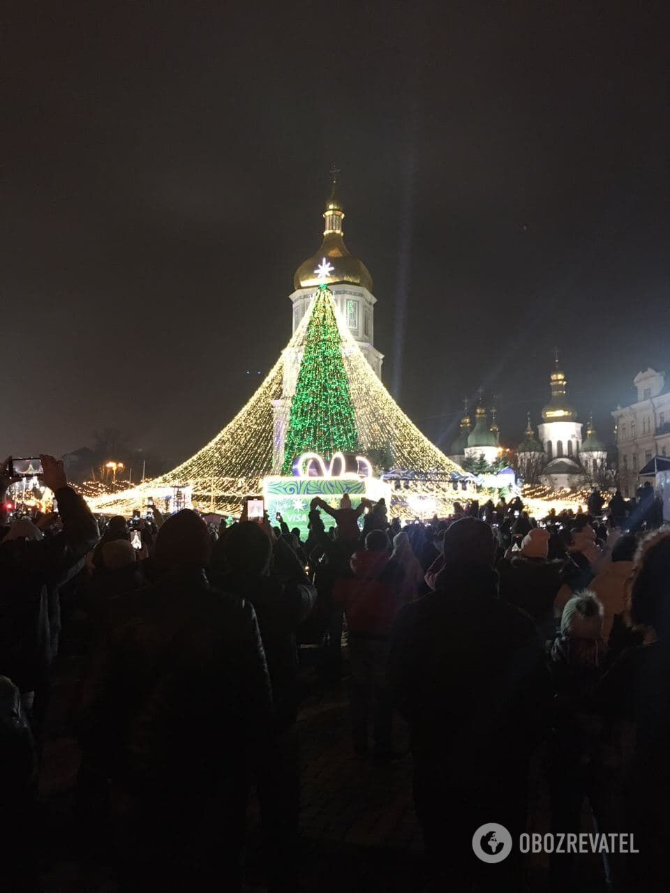 Много людей пришли к главной елке.