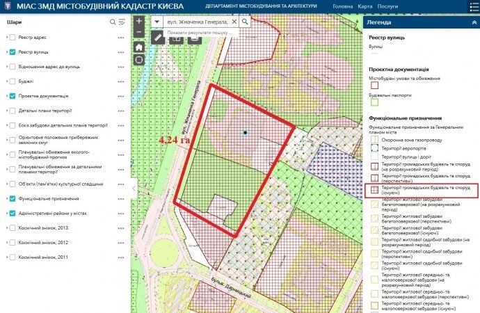 Согласно Генплану столицы этот участок является территорией общественных зданий и сооружений, где строительство жилья не допускается dqxikeidqxidqrant