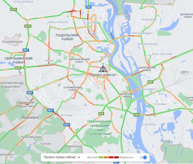 Пробки в Киеве 11 февраля. Скриншот: google.com/maps dqxikeidqxidqrant