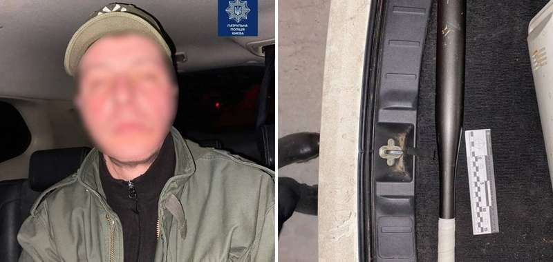 Задержанный преступник с битой