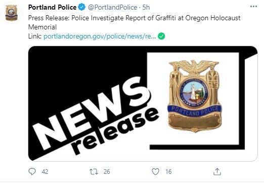 В Портленде неизвестные осквернили мемориал памяти жертвам Холокоста dqxikeidqxidqeant